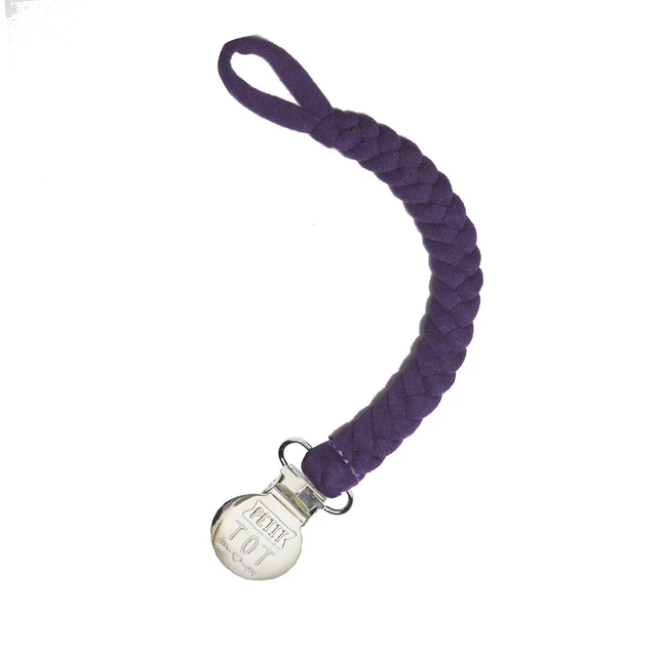 petit tot braided pacifier clip - violet