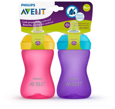 philips avent 10oz my grippy sippy cup 2pk - pink/purple