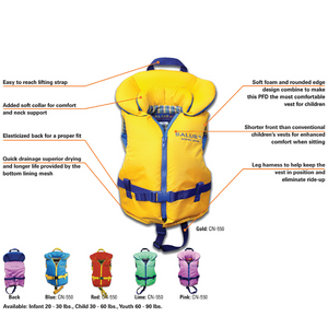 salus marine nimbus children's PFD vest 30-60lbs