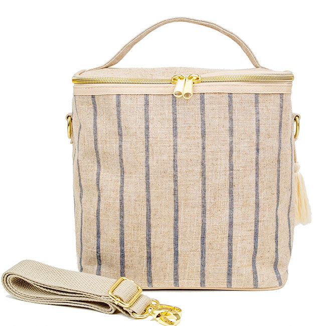 soyoung lunch poche - slate pinstripe linen