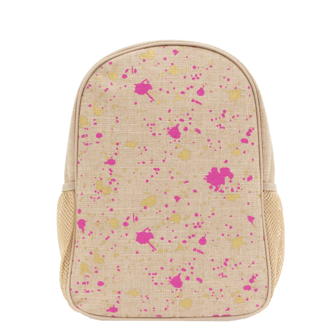 soyoung toddler backpack - fuchsia and gold splatter