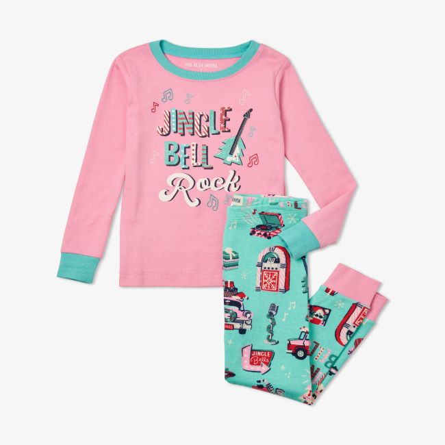 hatley rocking holidays kids applique pajama set - pink