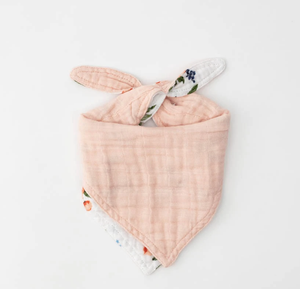 Little Unicorn Cotton Muslin Reversible Bandana Bib - Watercolor Roses