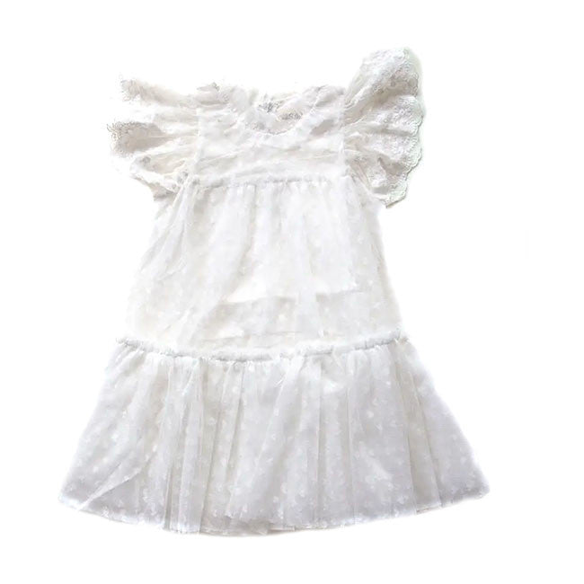 Miss Rose Sister Violet Heart Lace Dress in White