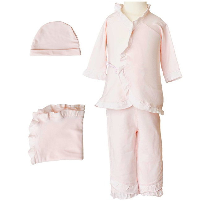 little things mean a lot girls 4 piece bamboo layette set - pink