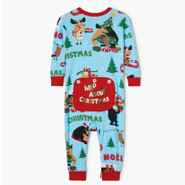 hatley wild about christmas baby union suit 3 6m