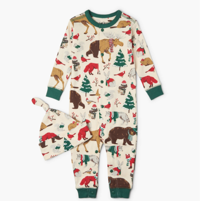 hatley woodland winter baby coverall & hat