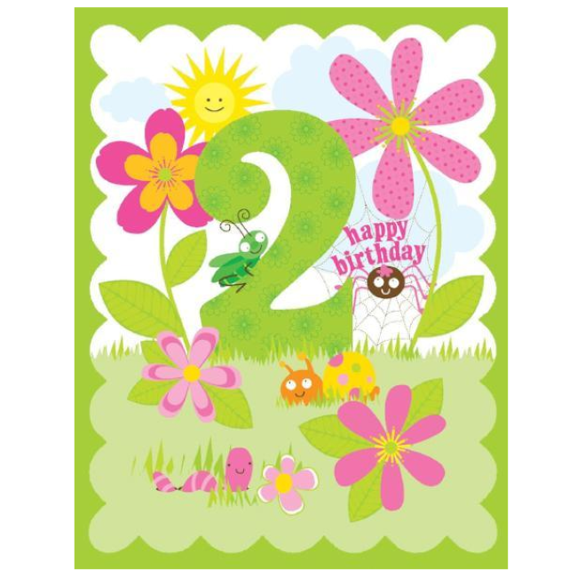 yellow bird paper greetings - green 2nd glitter birthday card