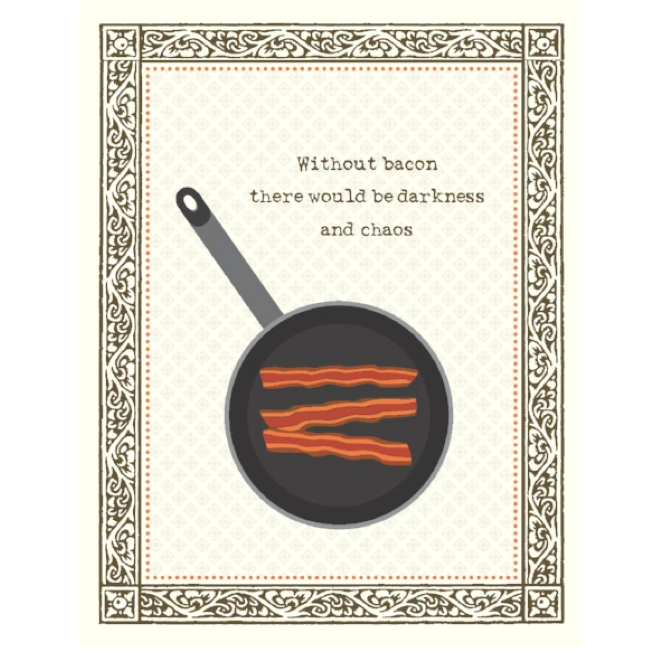 yellow bird paper greetings - chaos bacon card