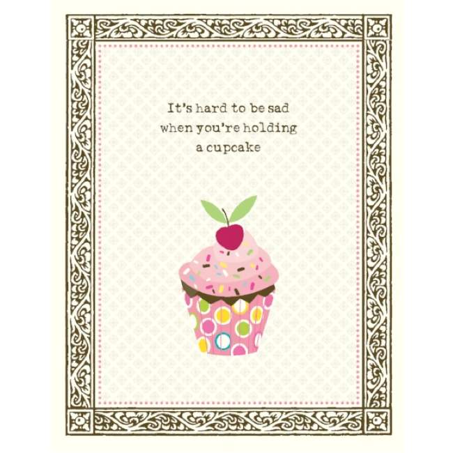 yellow bird paper greetings - cupcake be sad card