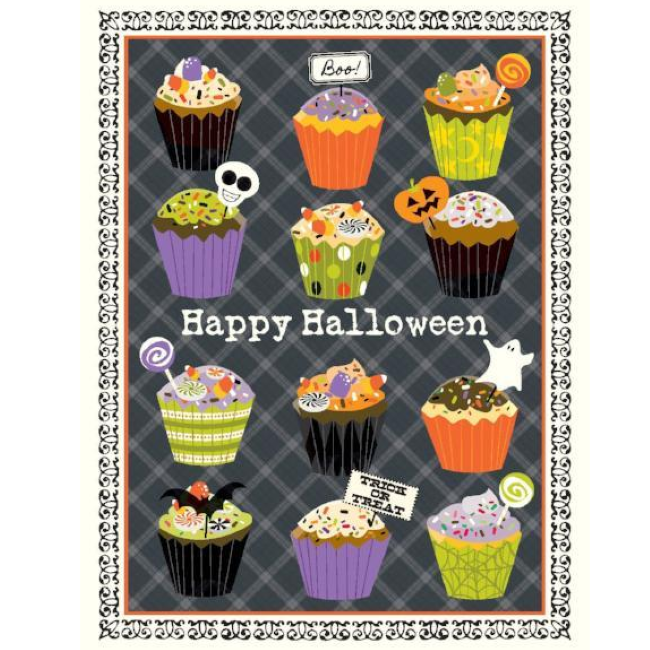 yellow bird paper greetings - halloween cupcake card