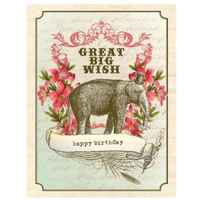 yellow bird paper greetings - vintage big wish birthday card