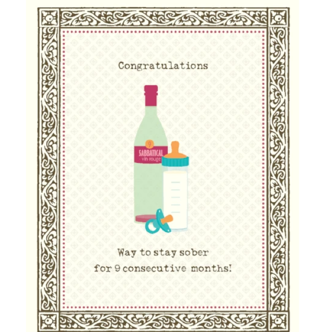 yellow bird paper greetings - stay sober baby card