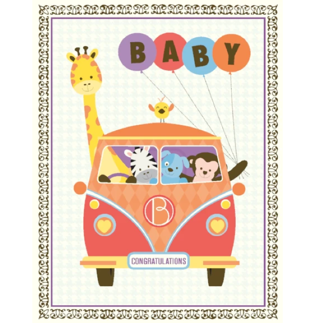 yellow bird paper greetings - vanagon animals baby card