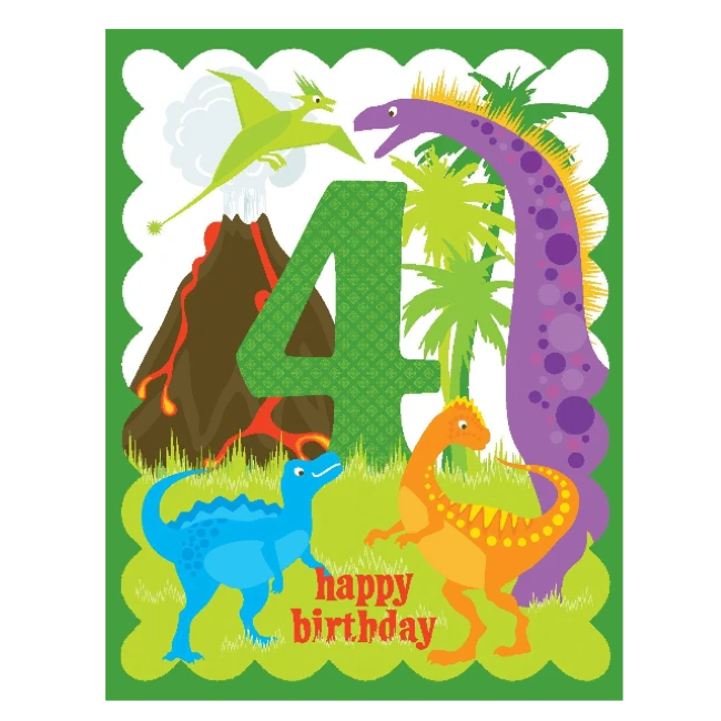 yellow bird paper greetings - 4th birthday green card