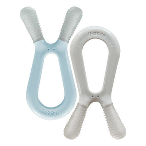 zoli baby bunny teether 2pk - mist/ash