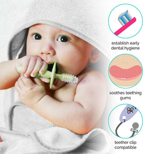 zoli baby chubby gummy teether 2pk - blush/ash
