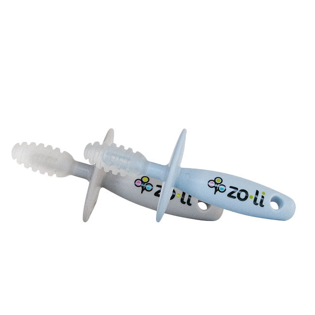 zoli baby chubby gummy teether 2pk - mist/ash